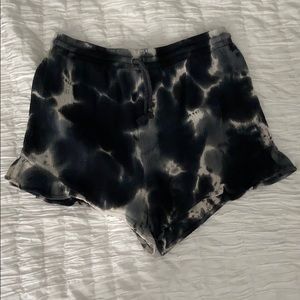 Blue tie dye ruffle shorts